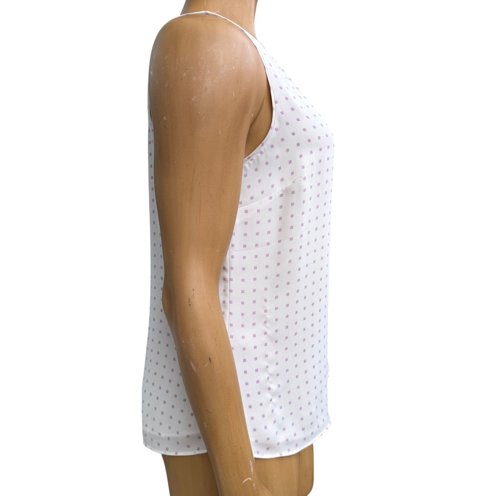 RW&CO Sleeveless Blouse Purple Geometric Dot Officecore Workwear Shell Medium - Picture 2 of 9